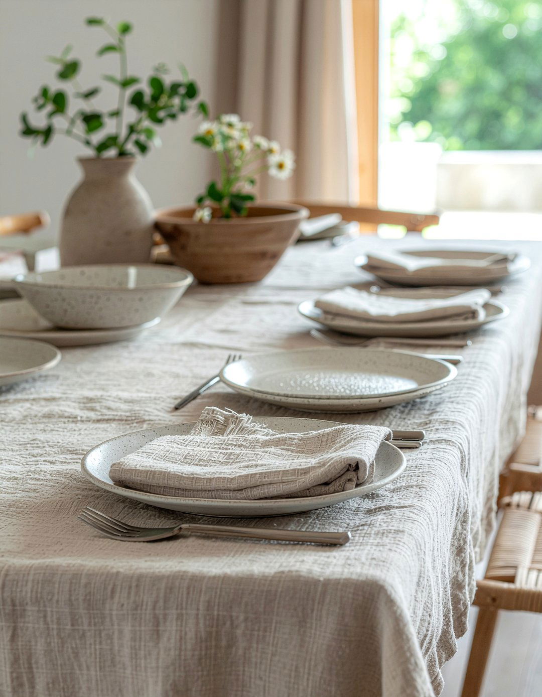 Natural Linen Tablecloth - 30 dining room must-haves