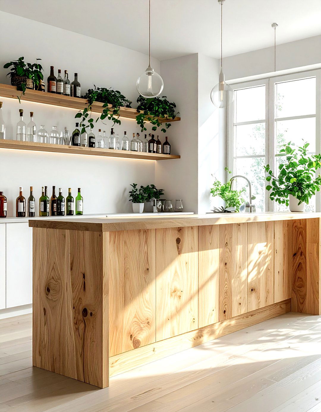 Natural Oak Bar - 30 dining room bar ideas