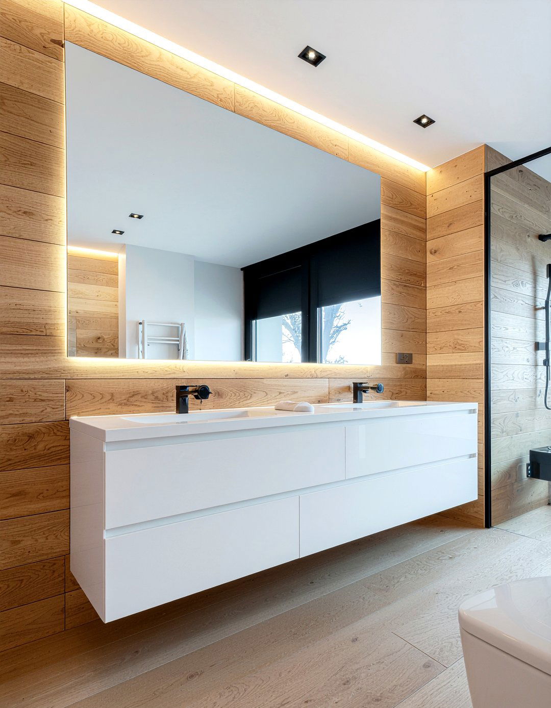 Natural Oak Bathroom Panel - 30 bathroom paneling ideas