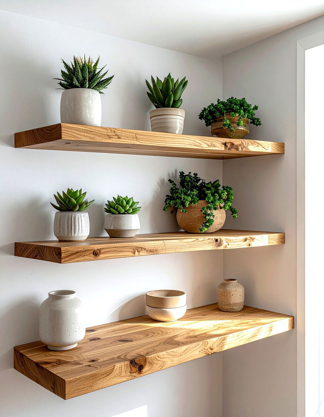 Natural Oak Corner Shelves - 30 kitchen corner shelving ideas
