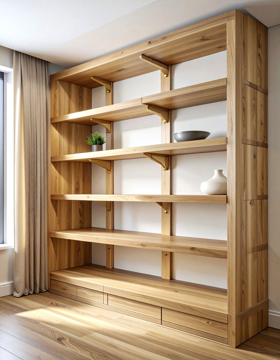 Natural Oak Shelves - 30 laundry room shelving ideas