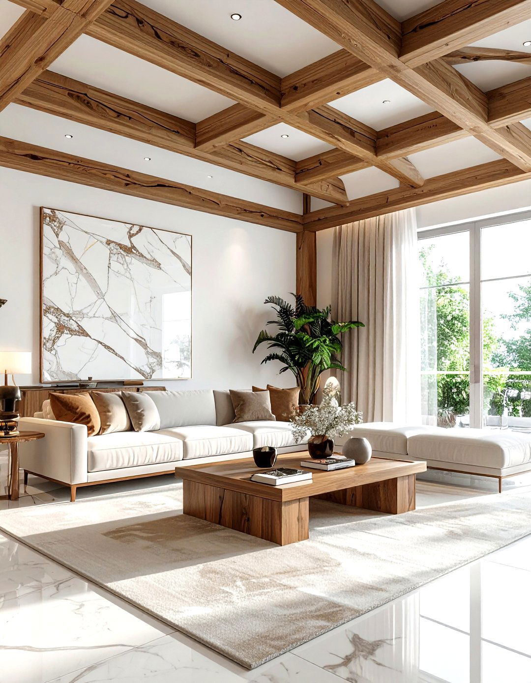 Natural Oak Truss - 30 living room trusses ideas