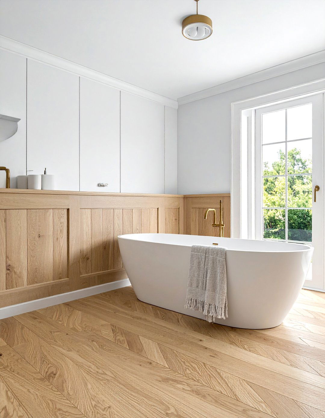 Natural Oak Wainscoting - 30 bathroom wainscoting ideas