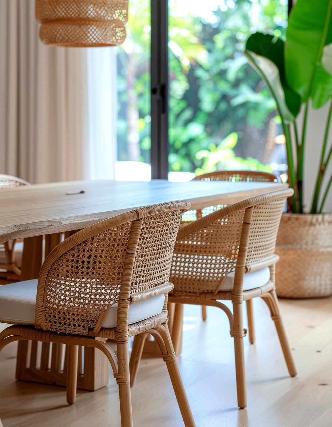 Natural Rattan Chairs - 30 Balinese dining room ideas