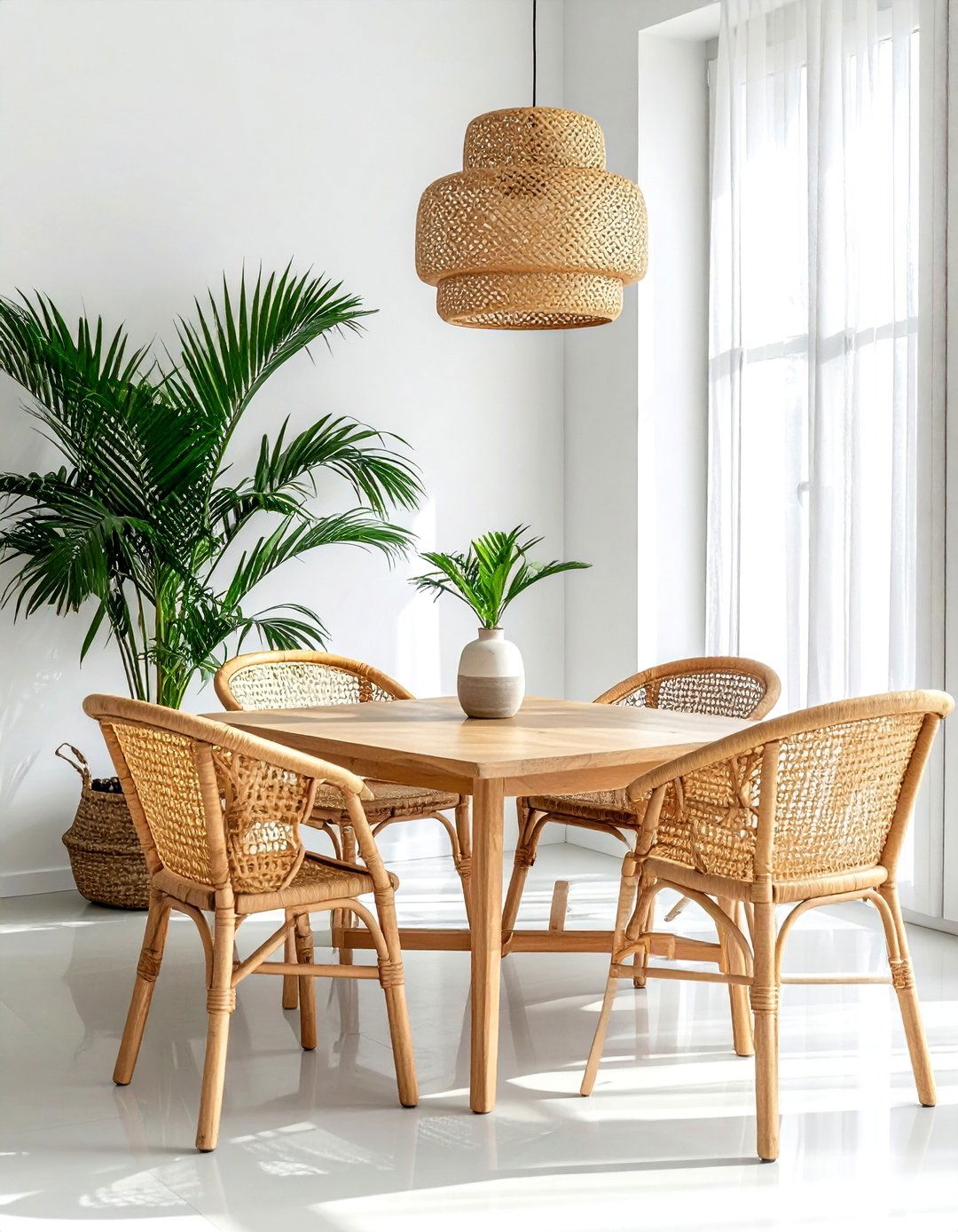 Natural Rattan Dining Chairs - 30 corner dining area ideas