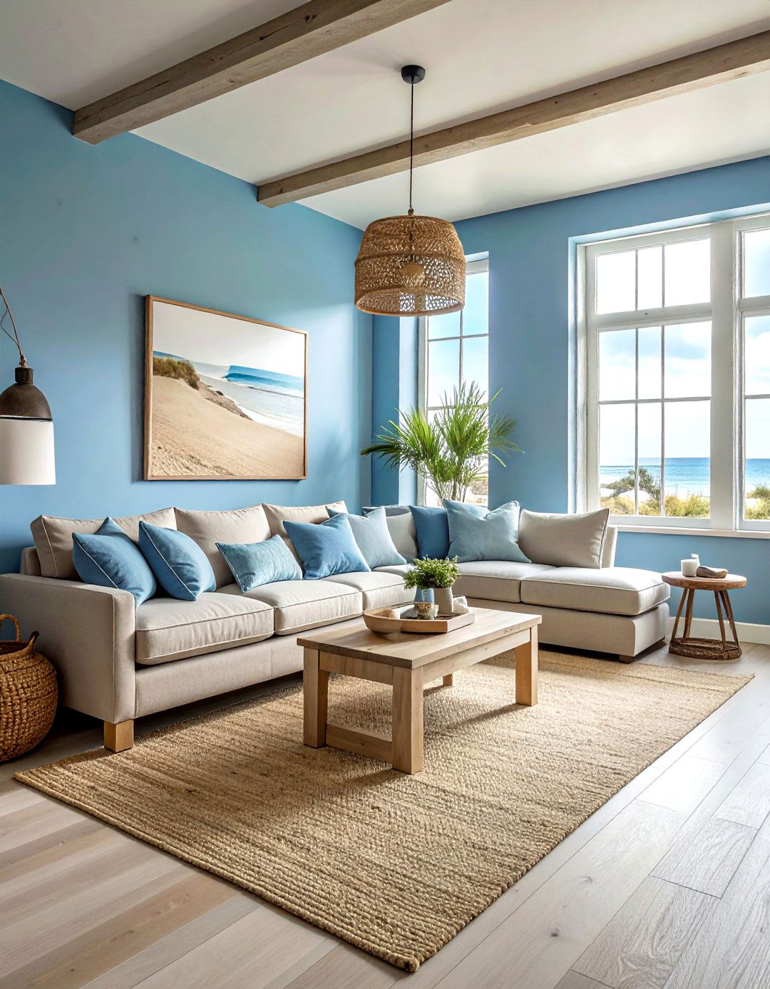 Natural Sand And Sky Blue Room - 30 decor color theory ideas