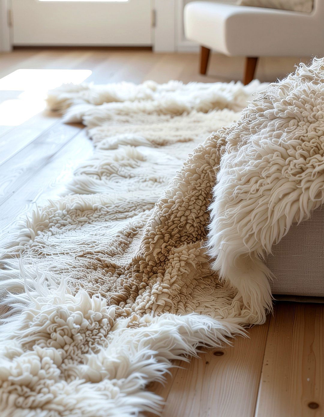 Natural Sheepskin Rug - 30 sheepskin bedroom ideas