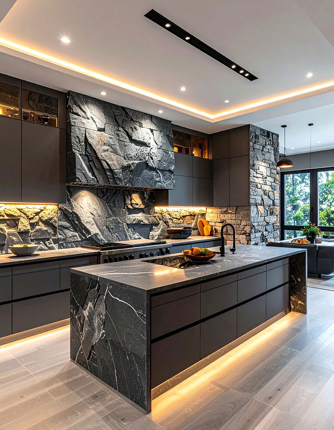 Natural Stone Backsplash - 30 rustic modern kitchen ideas