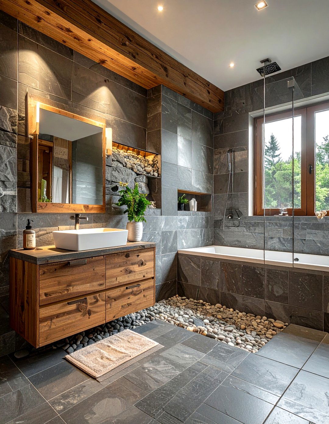 Natural Stone Bathroom Tiles - 30 lodge decor ideas