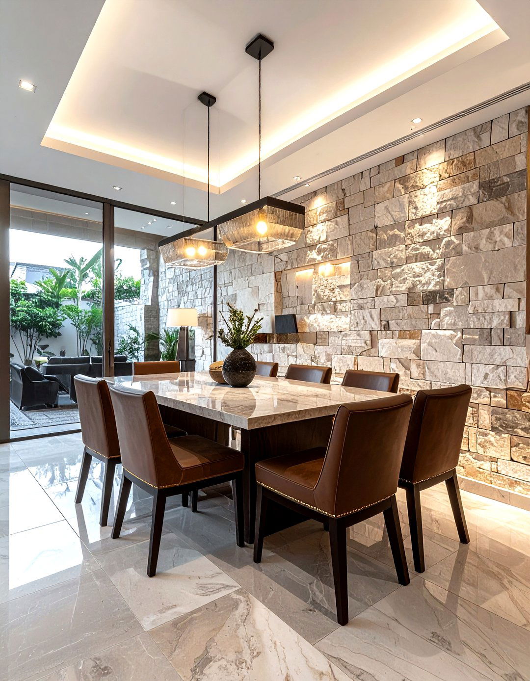 Natural Stone Dining Room - 30 luxe dining room ideas