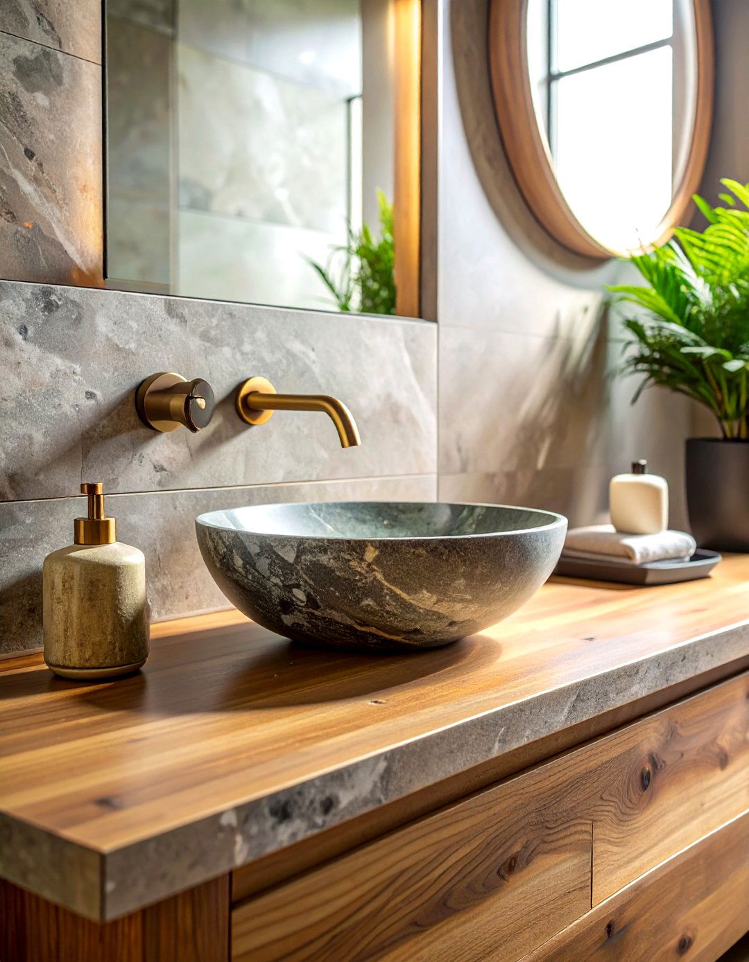Natural Stone Elements - 30 eclectic bathroom ideas