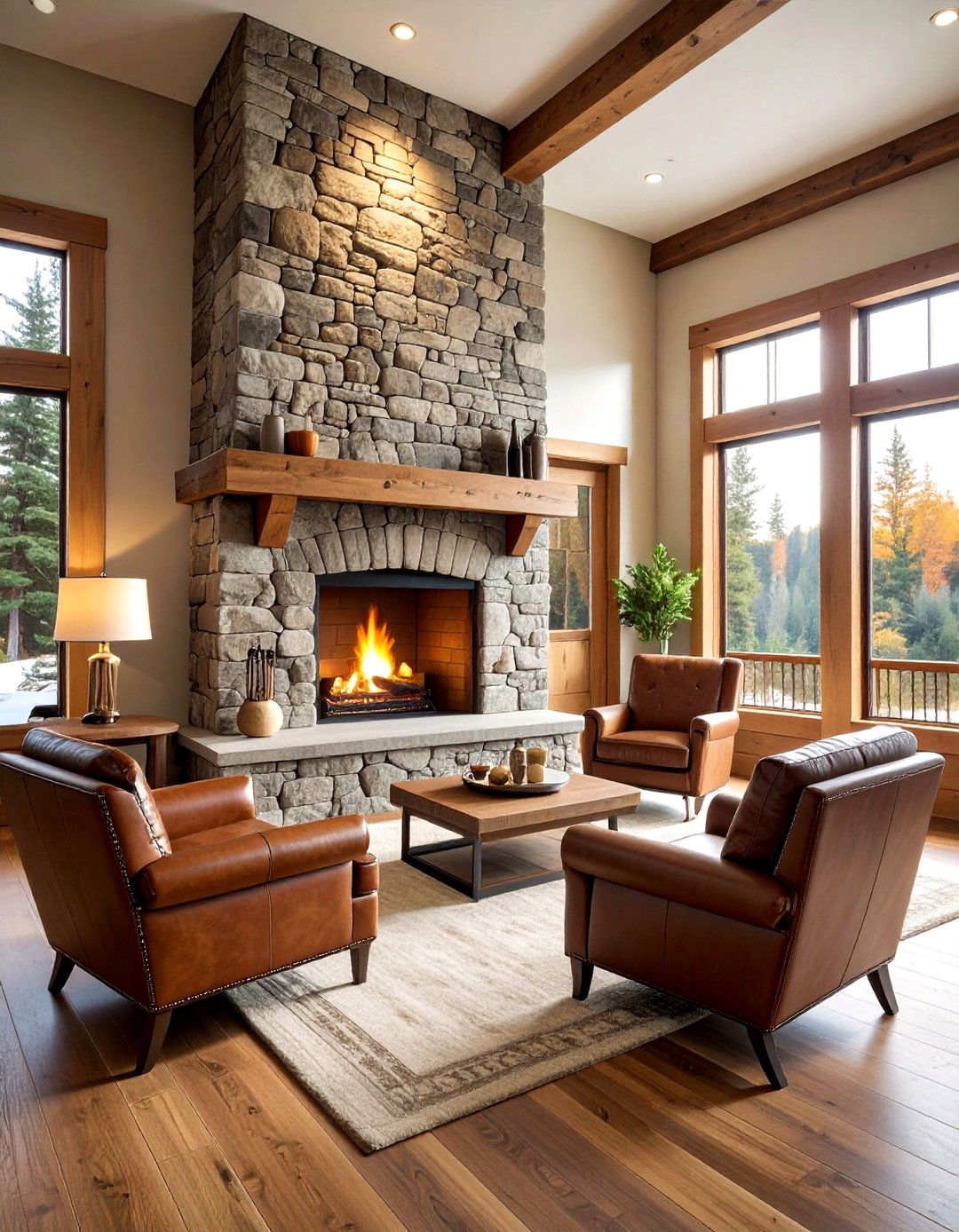 Natural Stone Fireplace - 30 stunning home decor ideas