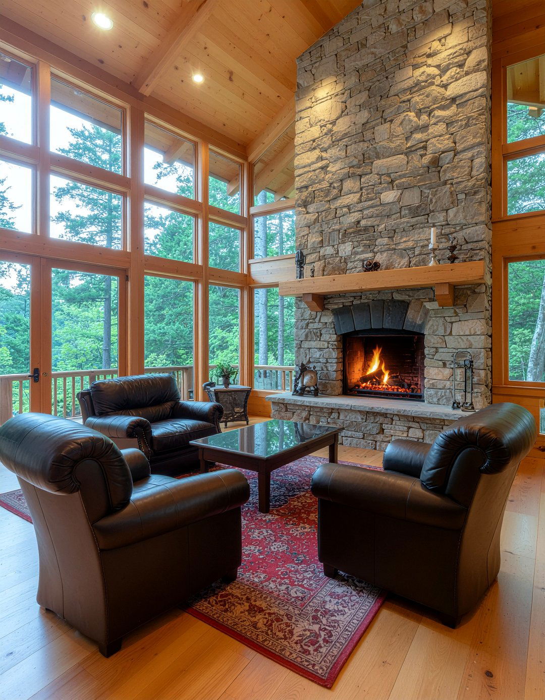 Natural Stone Fireplace Living Room - 30 nature themed living room ideas