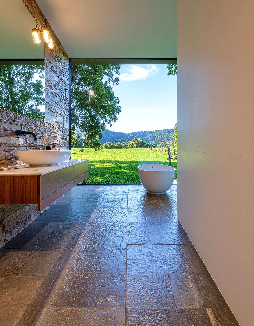 Natural Stone Floor - 30 bathroom timeless element ideas