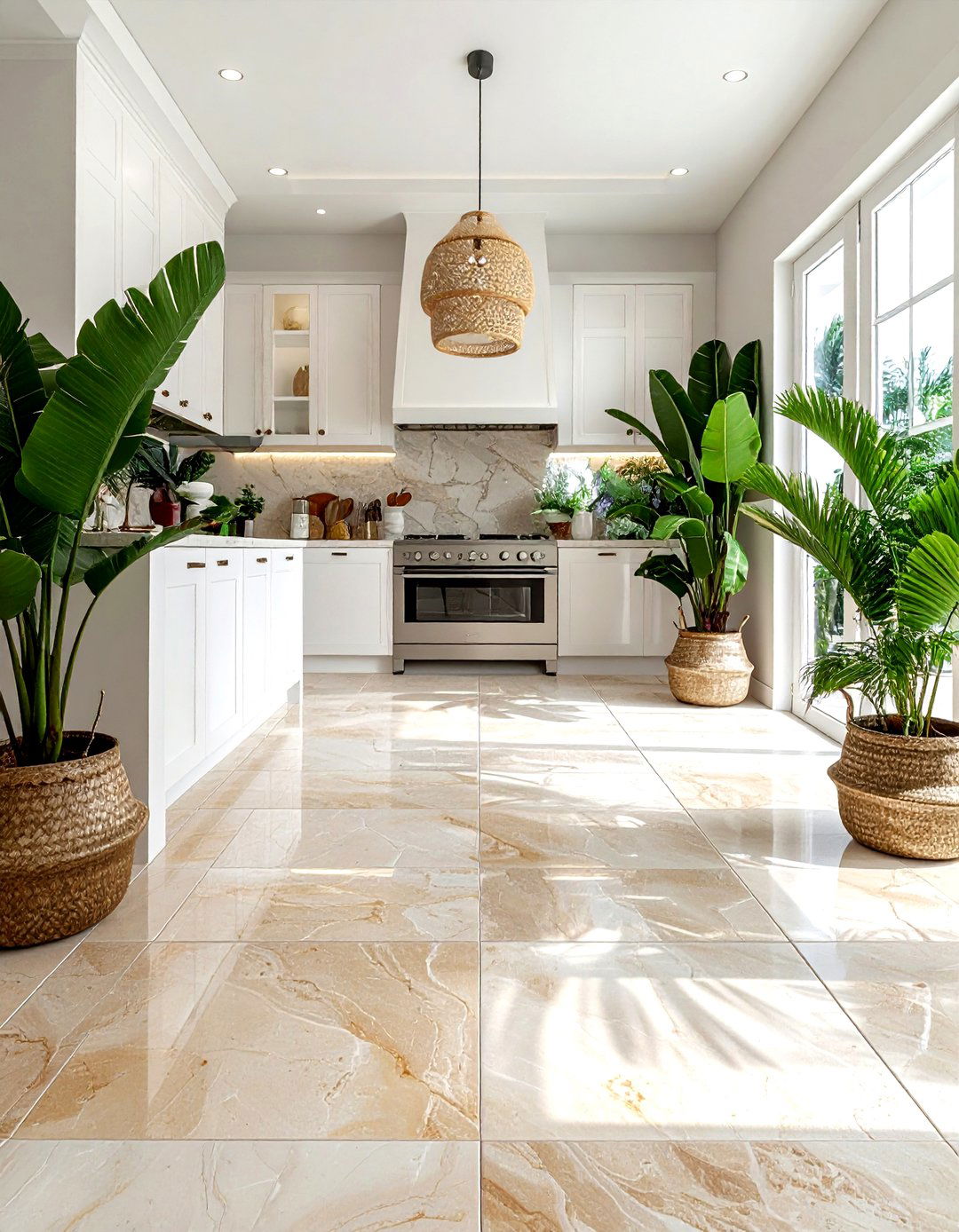 Natural Stone Flooring - 30 tropical kitchen ideas
