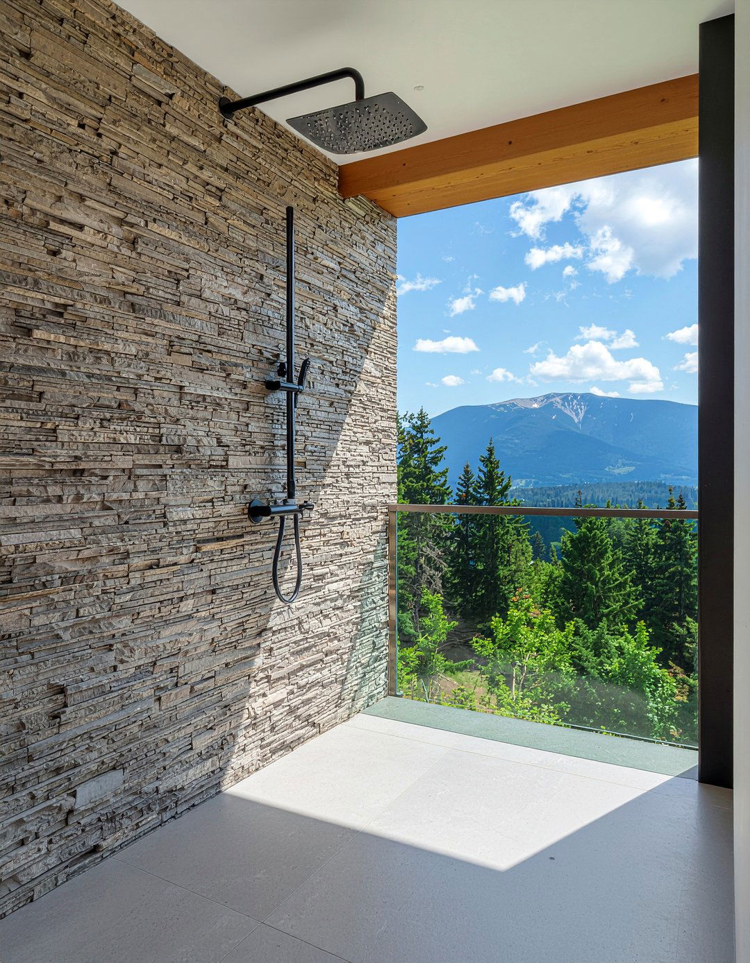 Natural Stone Shower - 30 lodge bathroom ideas