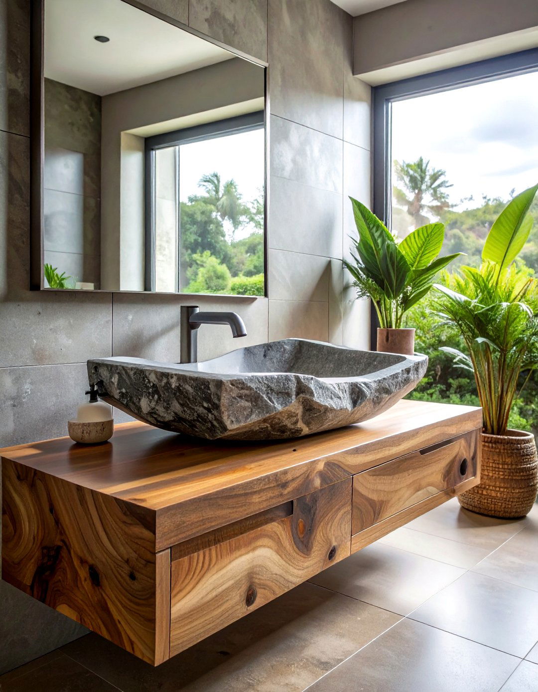 Natural Stone Sink - 30 Tuscan bathroom ideas