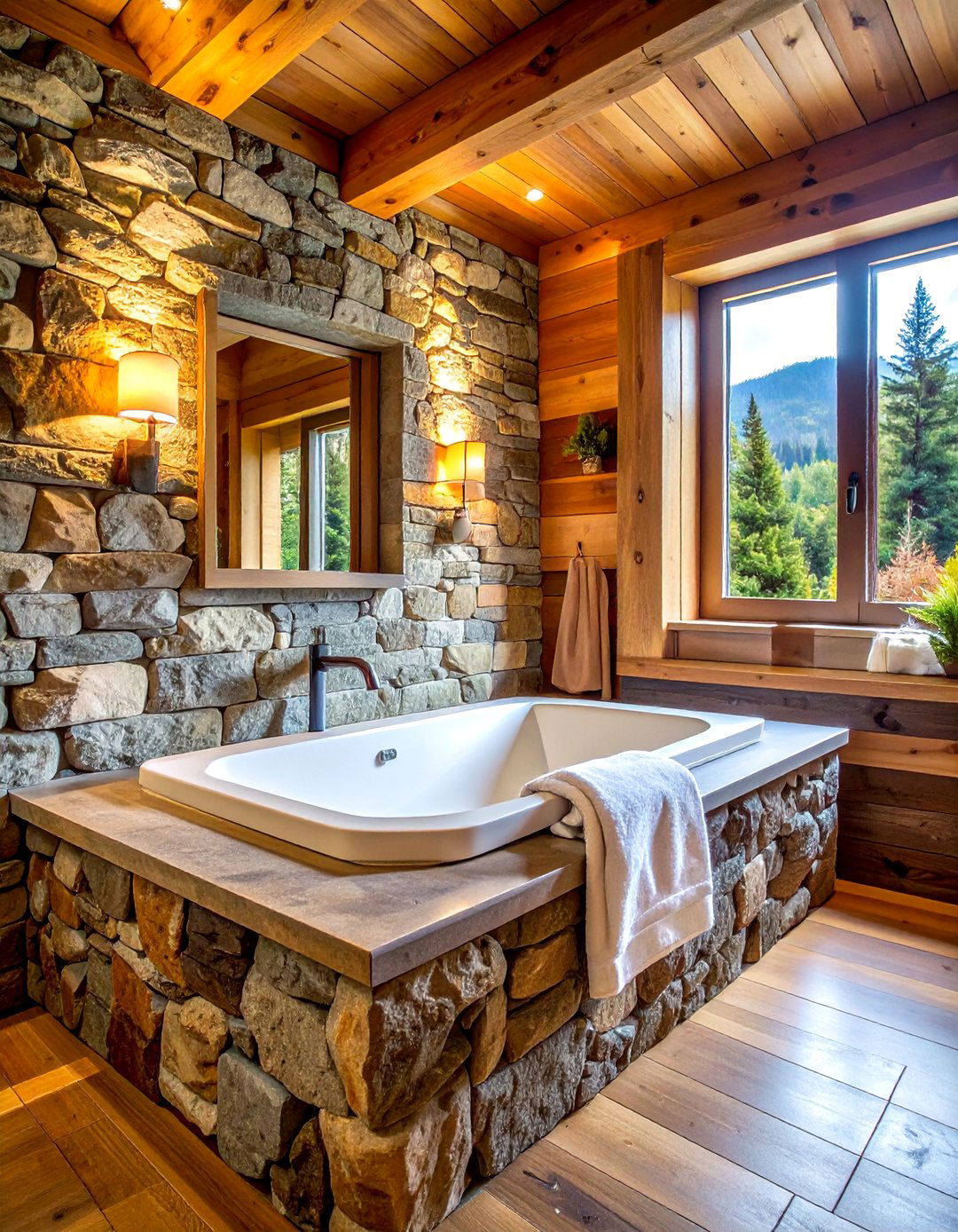 Natural Stone Surround - 30 drop-in tub ideas