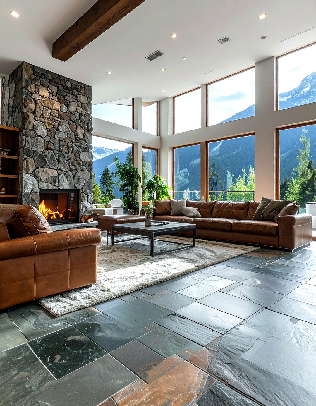 Natural Stone Tile - 30 living room flooring ideas
