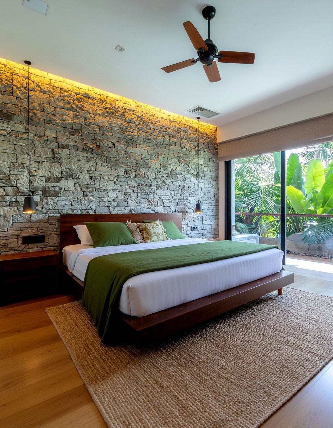 Natural Stone Wall - 30 jungle bedroom ideas