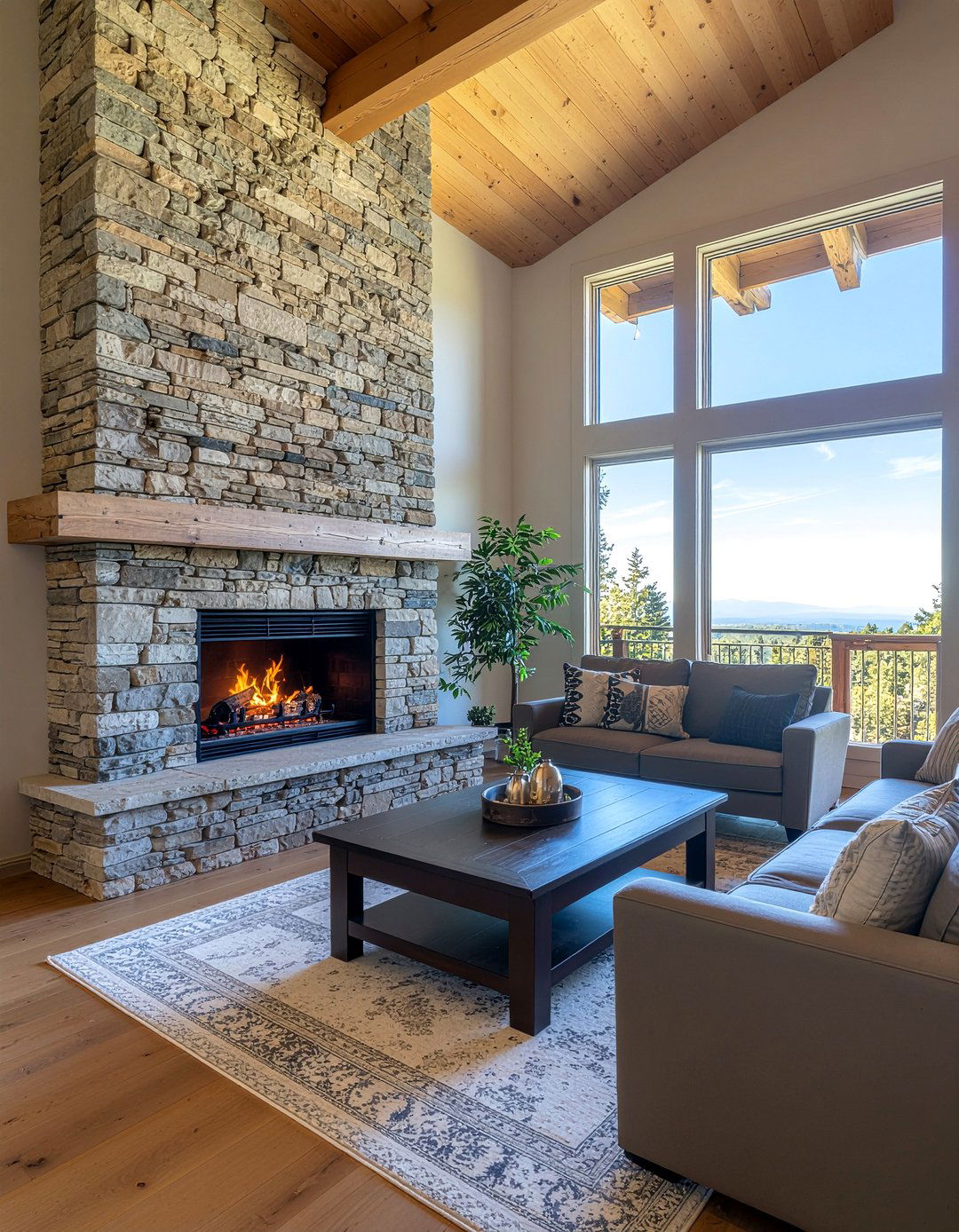 Natural Stone Wall - 30 living room architectural details