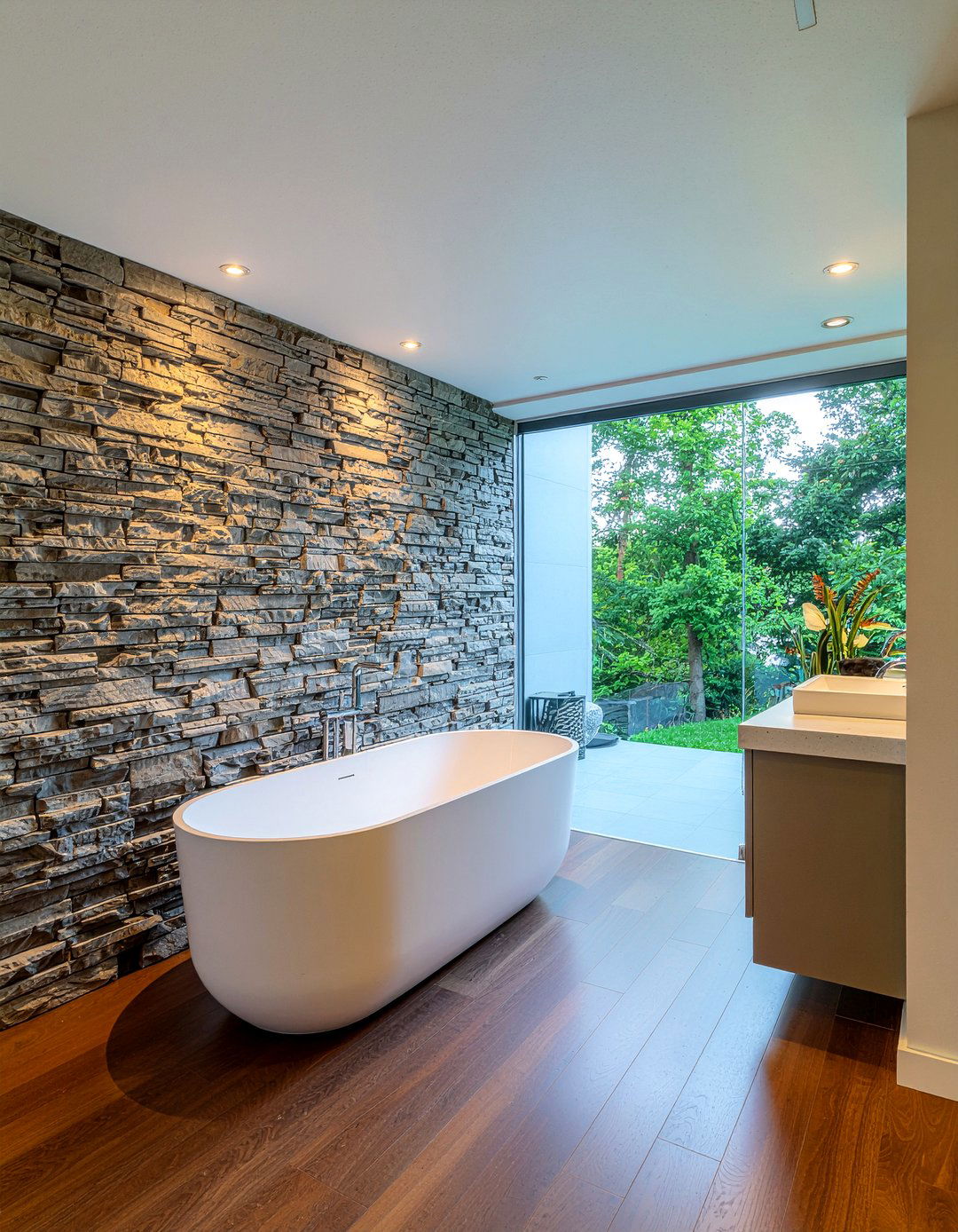 Natural Stone Wall Bathroom - 30 resort bathroom ideas