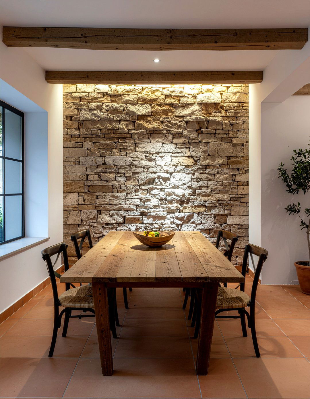 Natural Stone Wall Decor - 30 Greek dining room ideas