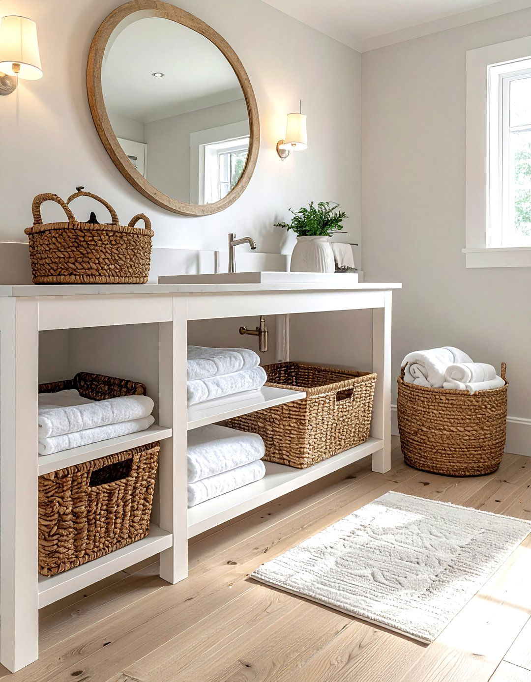 Natural Wicker Bathroom Storage Baskets - 30 vintage modern bathroom ideas