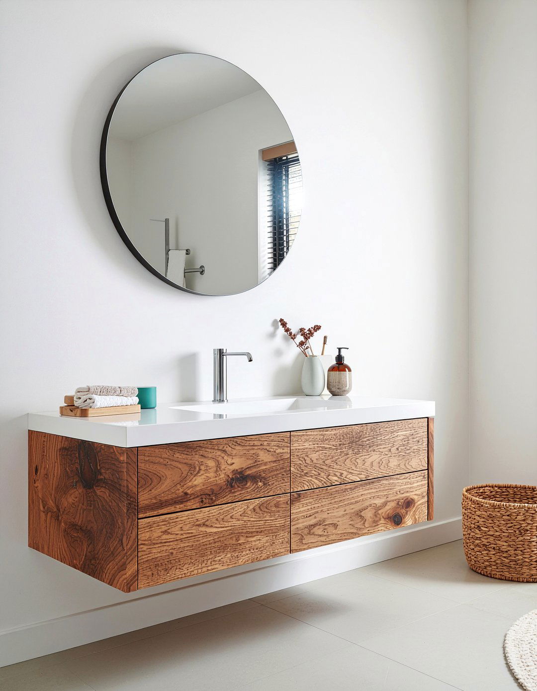 Natural Wood Accents - 30 small bathroom remodel ideas