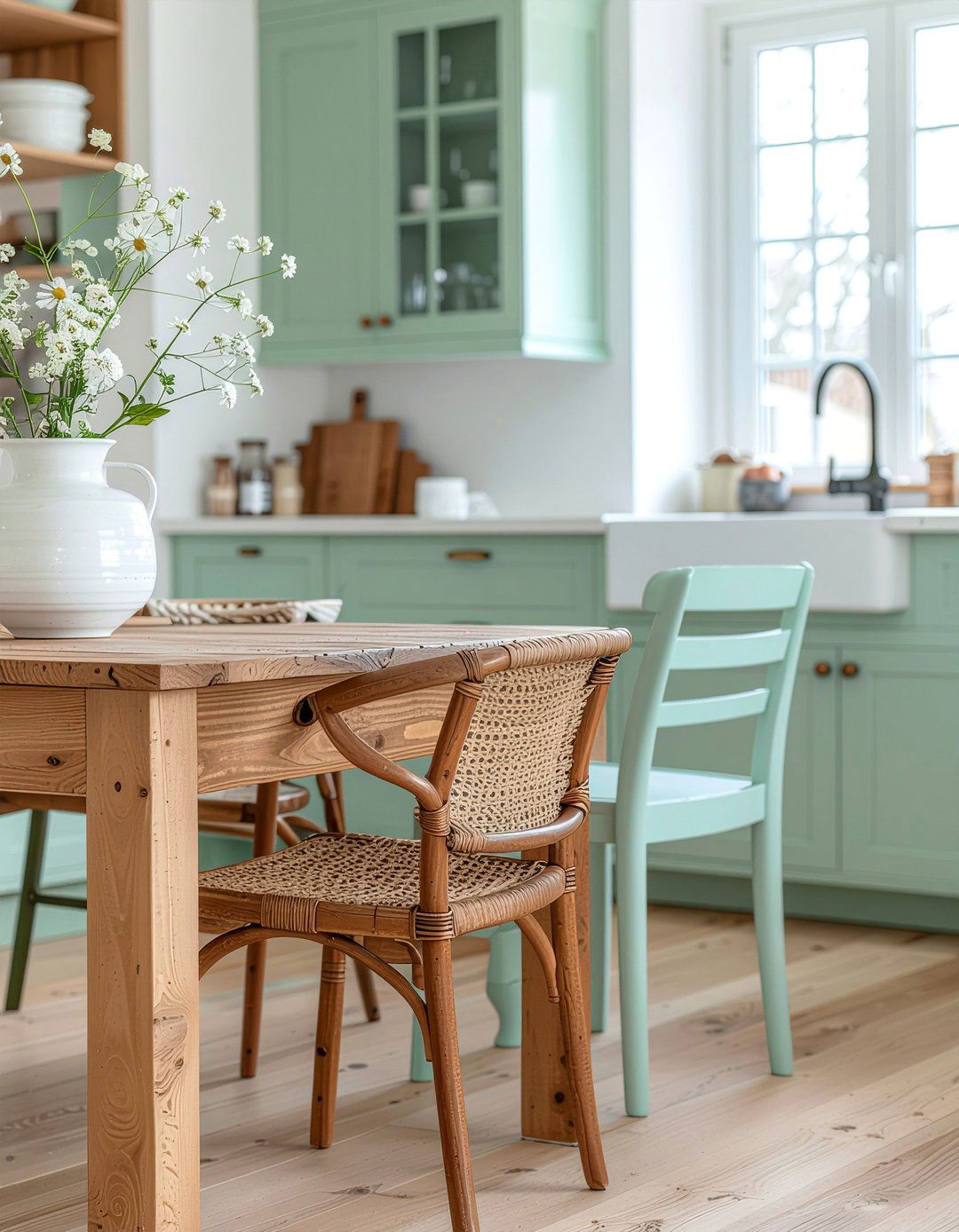 Natural Wood And Painted Chairs - 30 mixed dining chair ideas