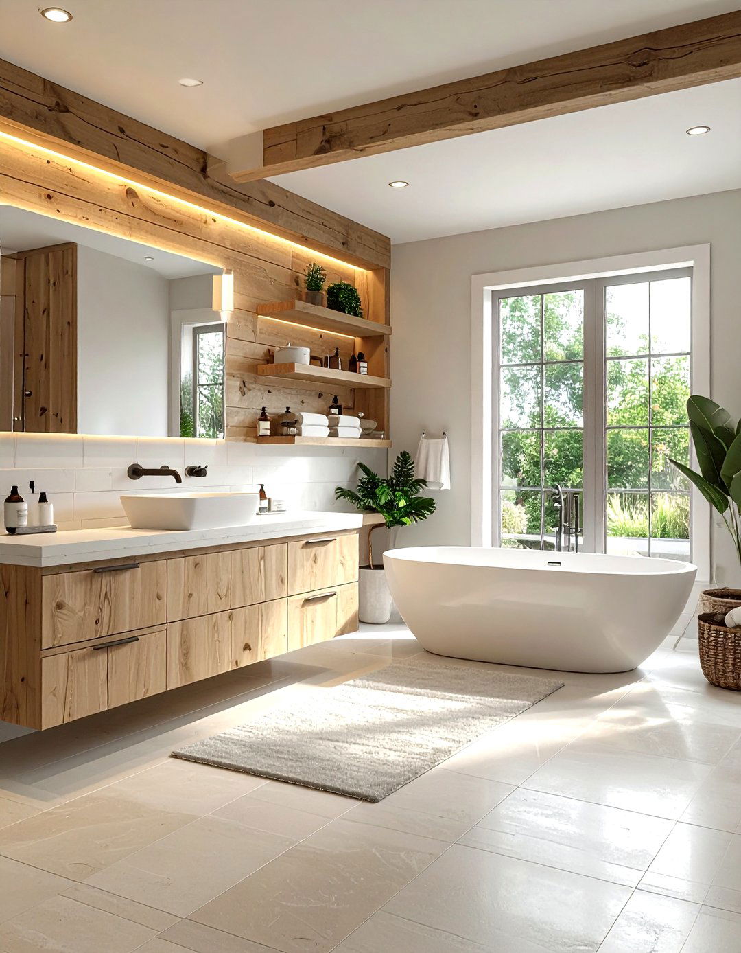 Natural Wood Bathroom - 30 neutral bathroom ideas