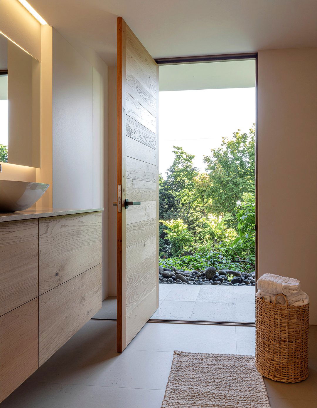 Natural Wood Bathroom Door - 30 bathroom door ideas