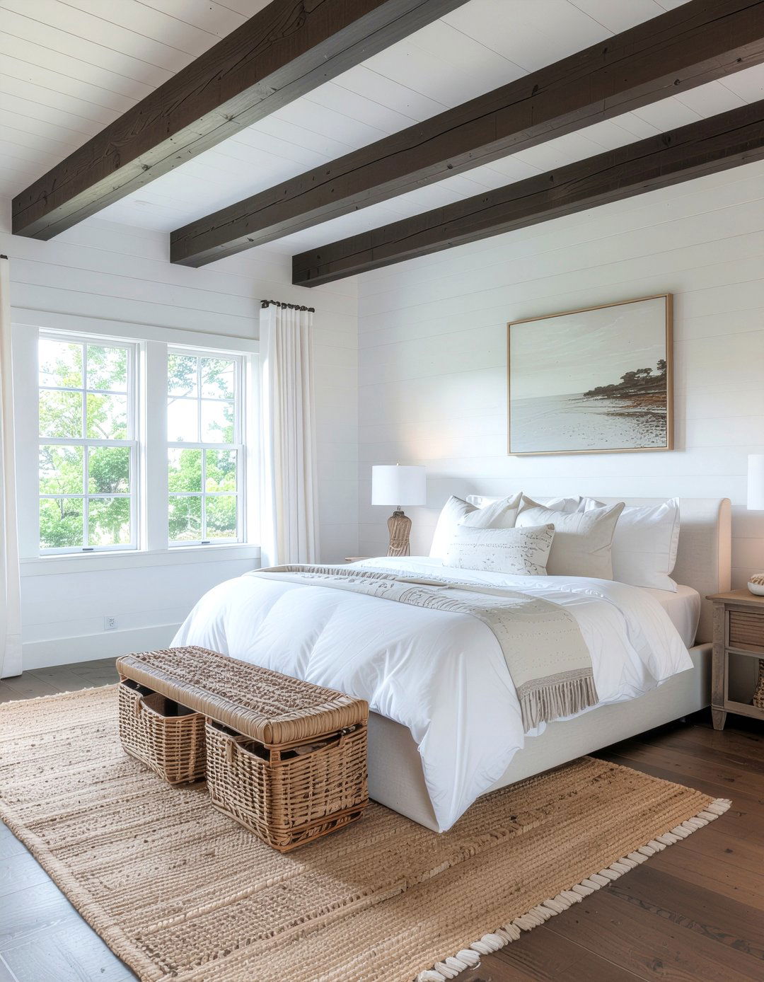 Natural Wood Beam Bedroom - 30 beach house bedroom ideas