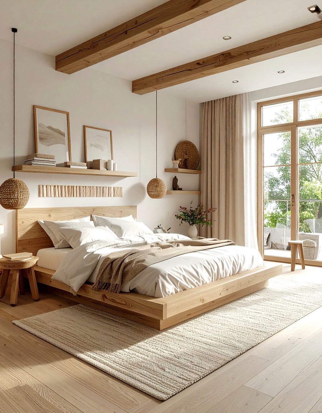 Natural Wood Beige White Bedroom - 30 beige and white bedroom ideas