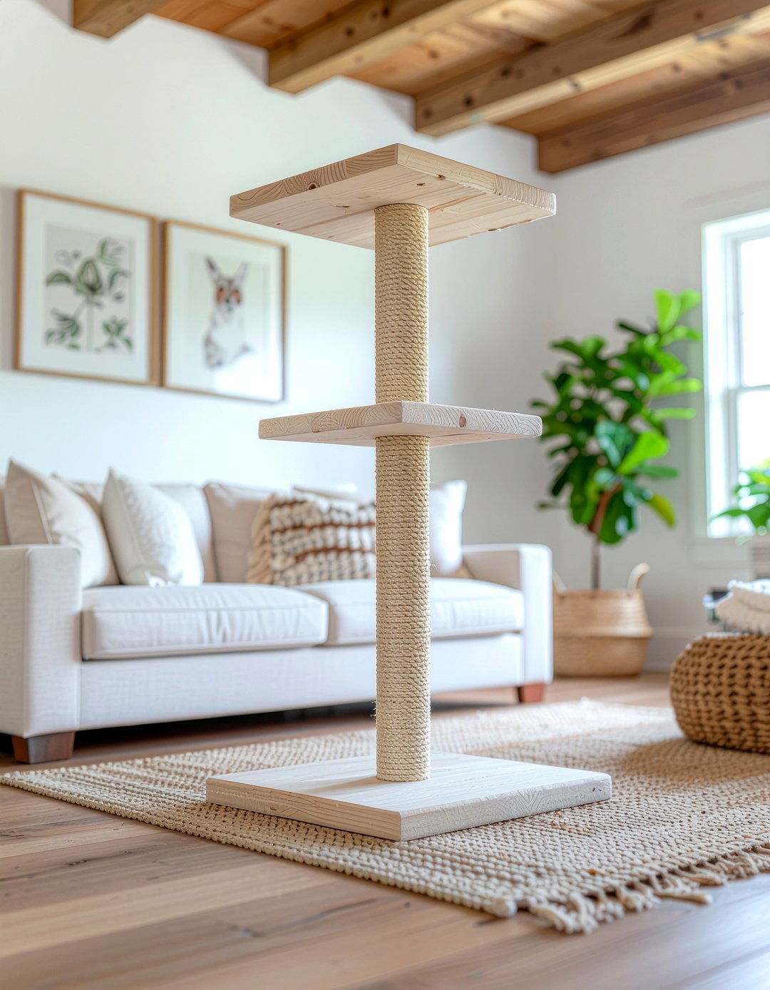 Natural Wood Cat Tree - 30 cat tree living room ideas
