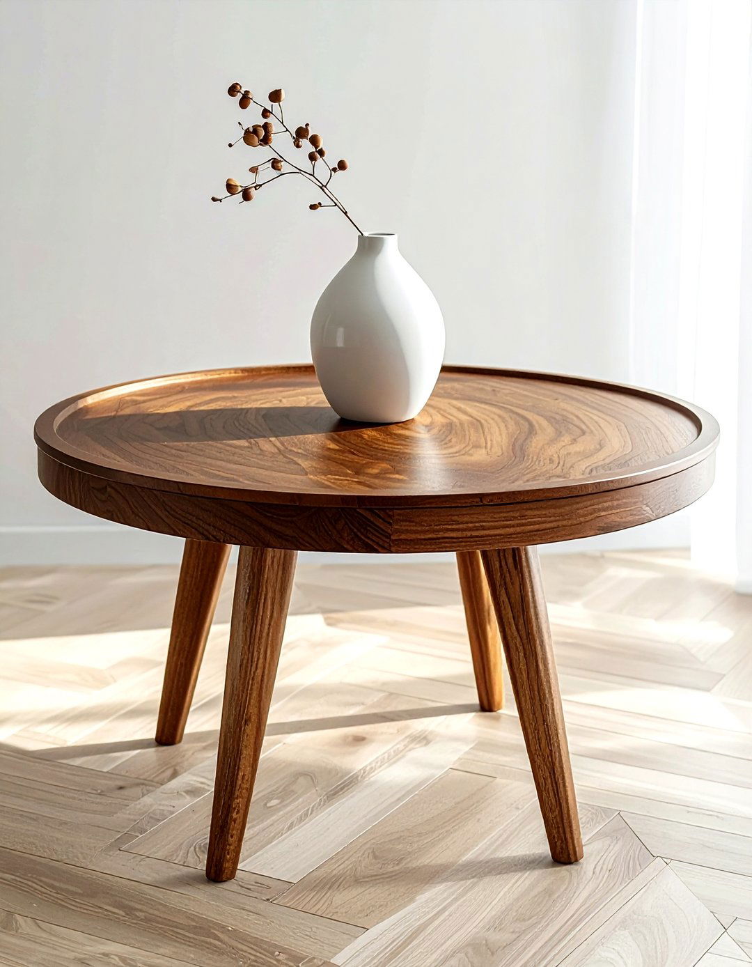 Natural Wood Coffee Table - 30 round coffee table decor ideas
