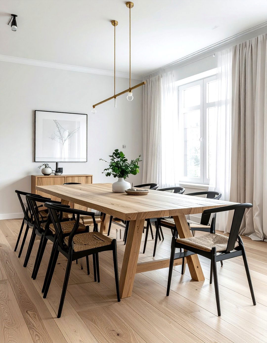 Natural Wood Dining Table - 30 transitional home decor ideas