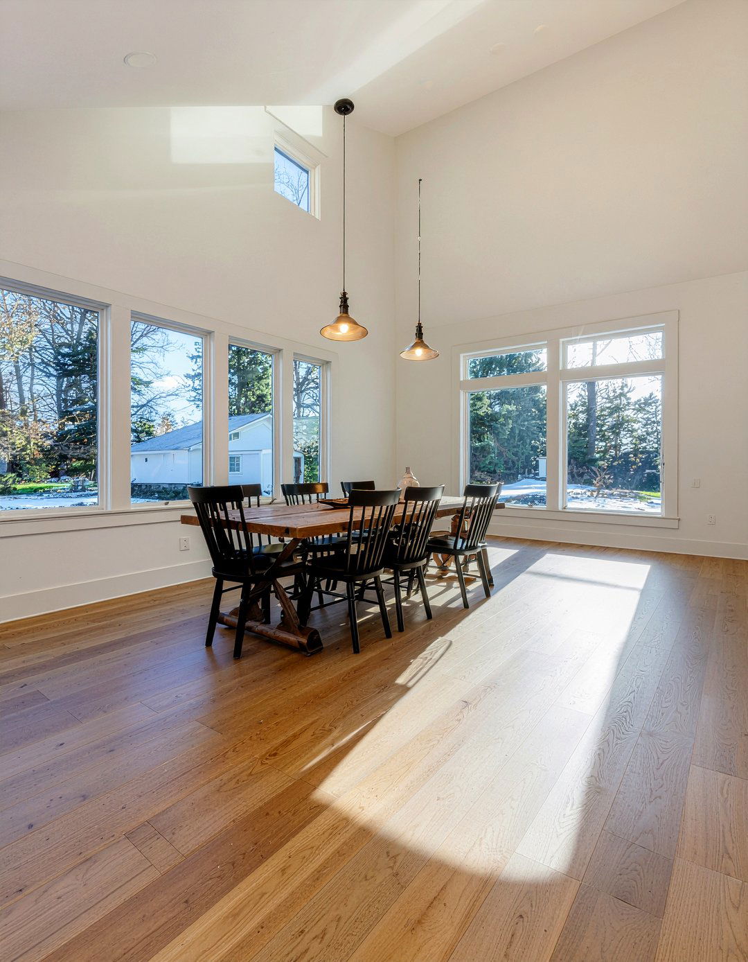 Natural Wood Floor - 30 rustic farmhouse dining room ideas