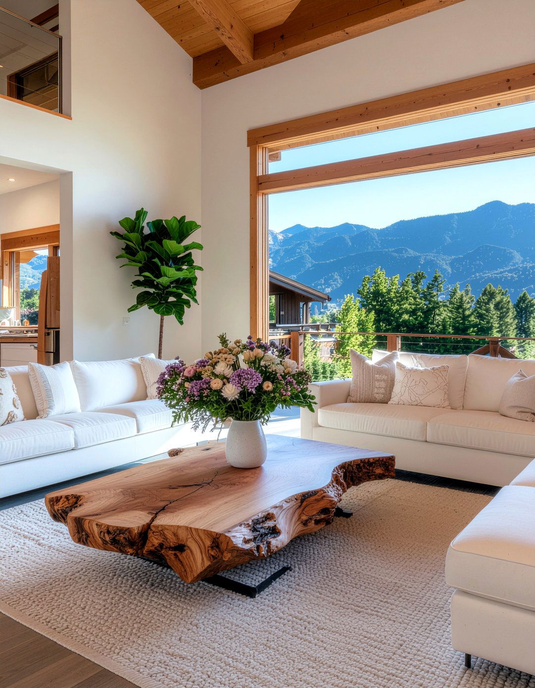 Natural Wood Furniture - 30 lodge living room ideas