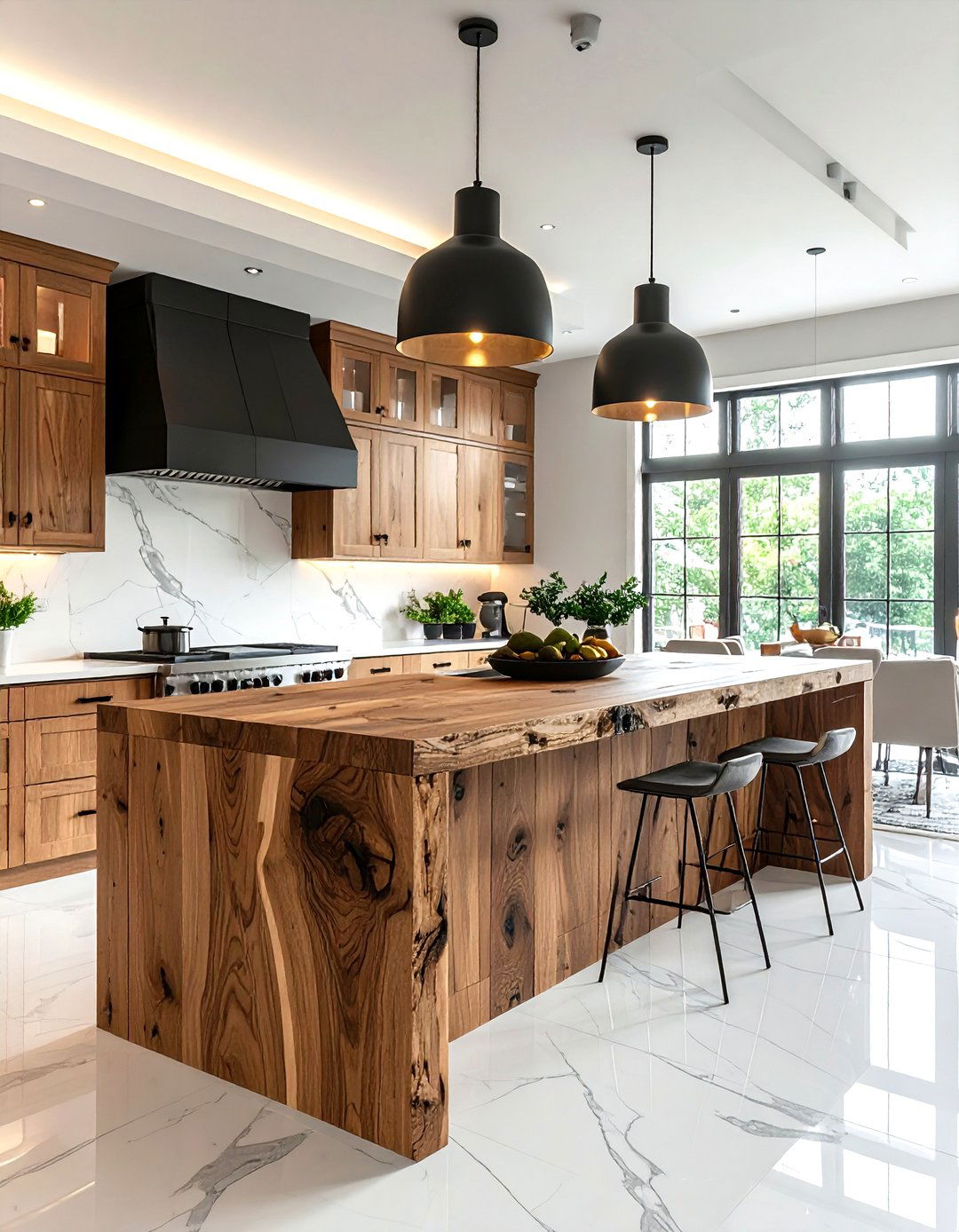 Natural Wood Island - 30 peaceful kitchen ideas