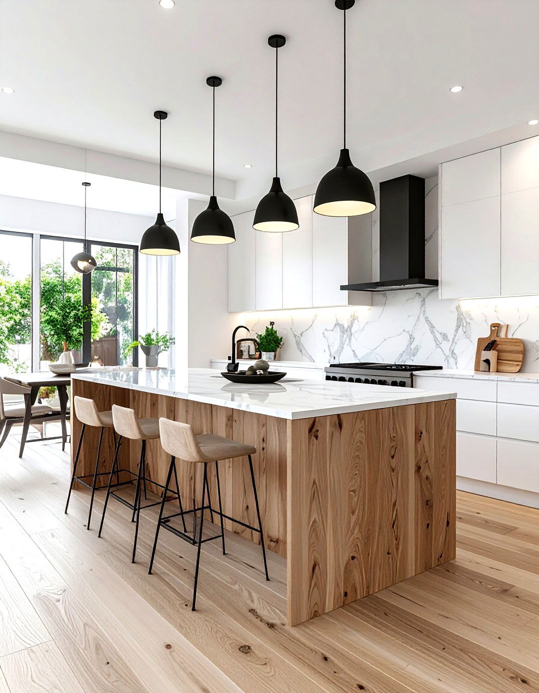 Natural Wood Island - 30 balanced kitchen ideas