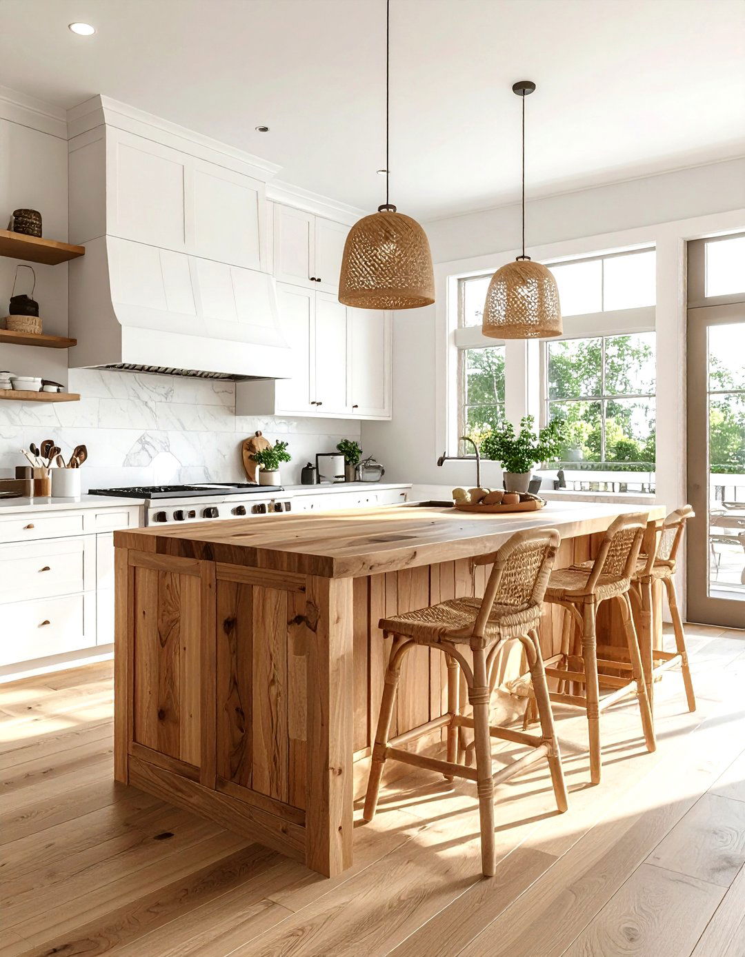 Natural Wood Kitchen Island - 30 lake house kitchen ideas