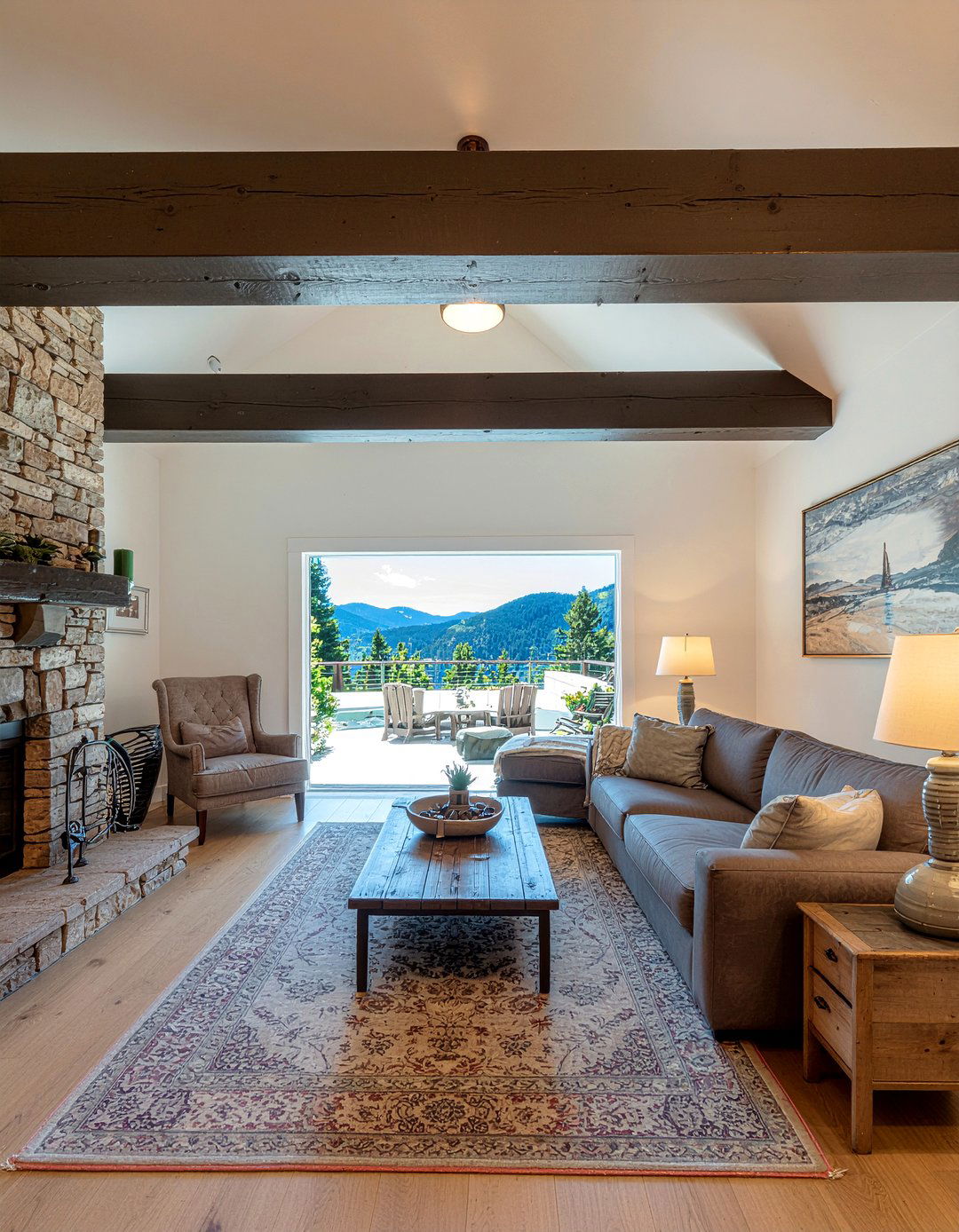 Natural Wood Open Timber Beam - 30 open plan living room ideas