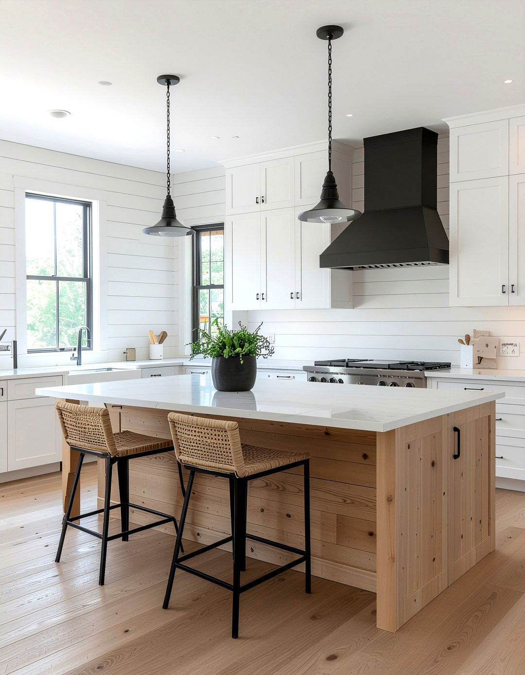 Natural Wood Shiplap Wall - 30 kitchen accent wall ideas