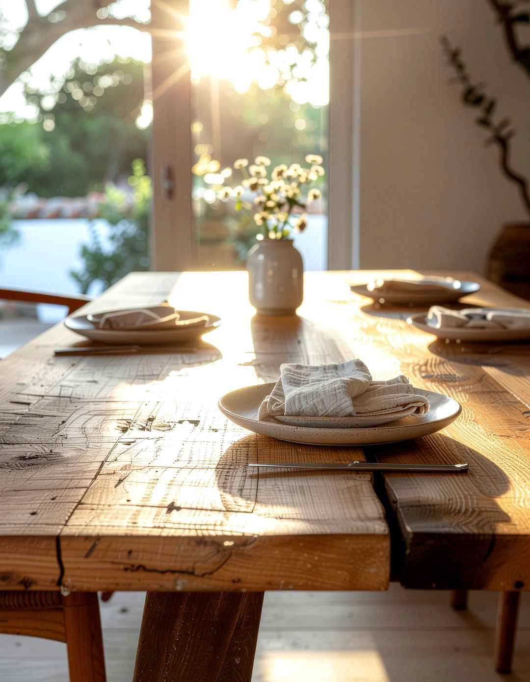 Natural Wood Table - 30 ambient dining room ideas