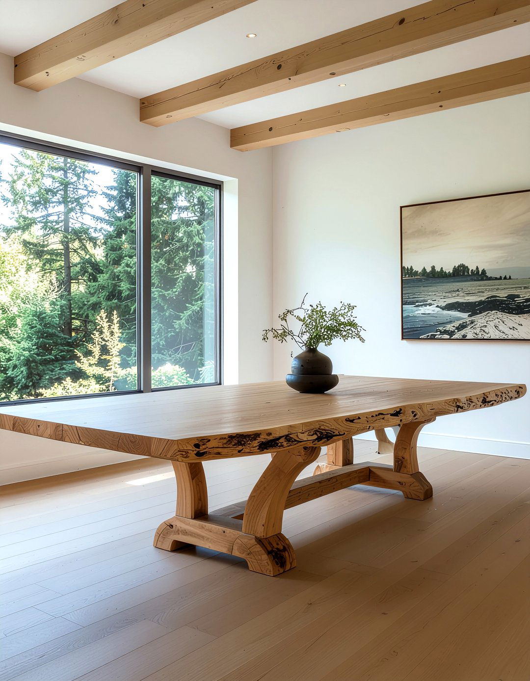 Natural Wood Trestle Table - 30 farmhouse dining room ideas