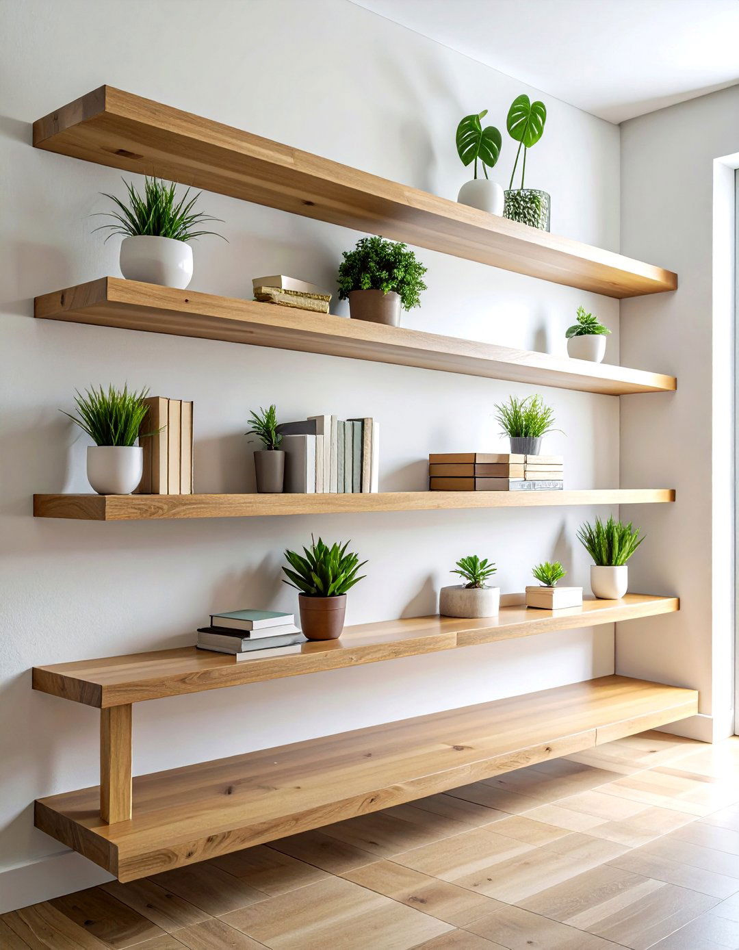 Natural Wood Wall Shelves - 30 Scandinavian home decor ideas