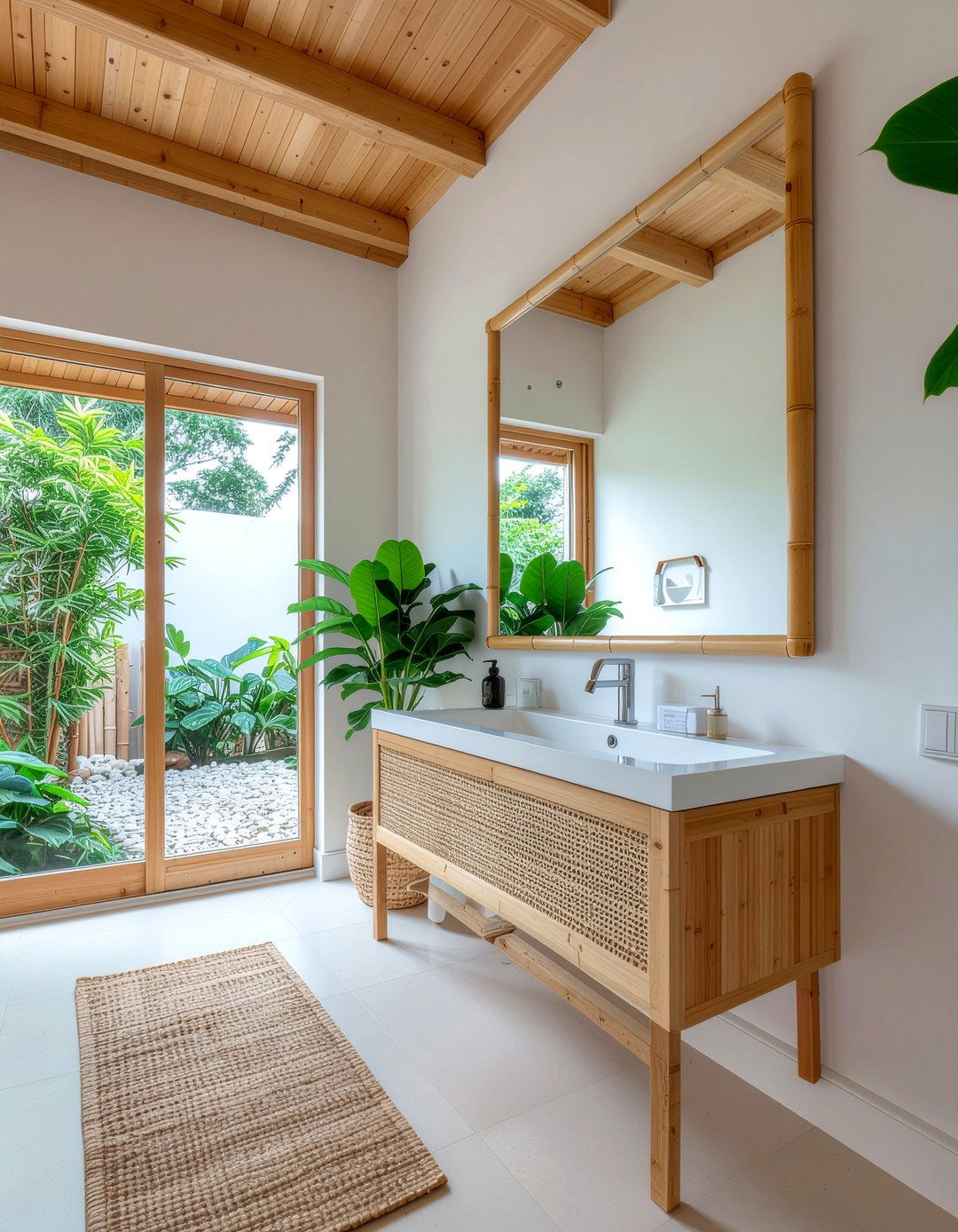 Natural bamboo bathroom mirror - 30 bathroom mirror statement ideas