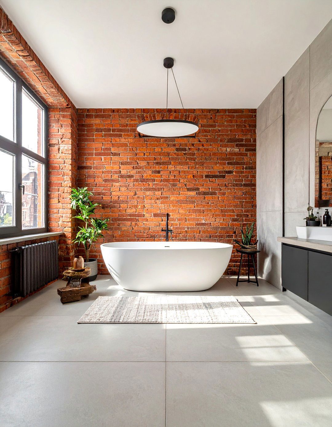 Natural brick wall - 30 English bathroom ideas
