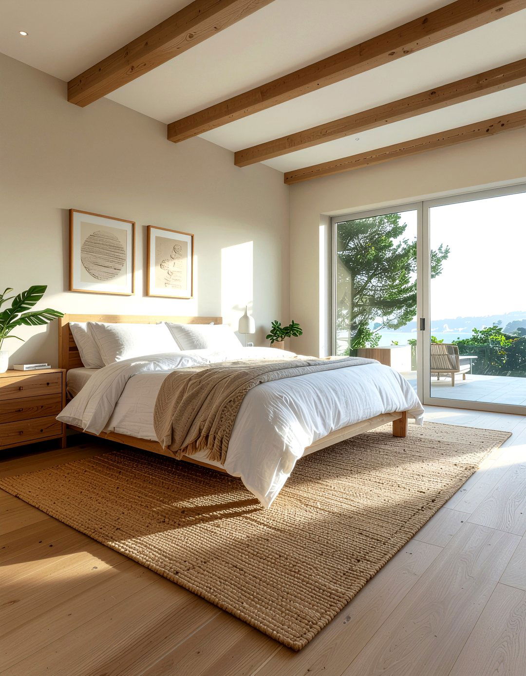 Natural cork planks bedroom - 30 bedroom cork flooring ideas